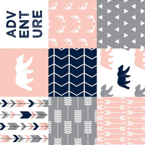 adventure woodland wholecloth (90) || navy&pink