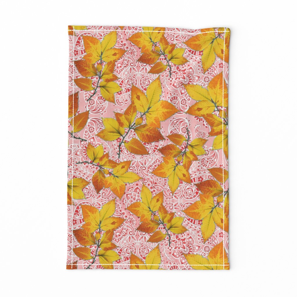 Pink Paisley Autumn Leaves