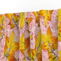Pink Paisley Autumn Leaves