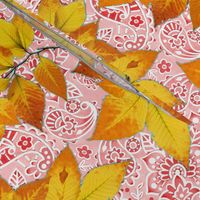 Pink Paisley Autumn Leaves