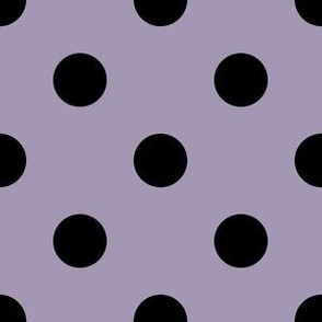 One Inch Black Polka Dots on Amethyst Smoke