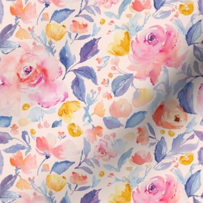 Pink Watercolor Flower Fabric