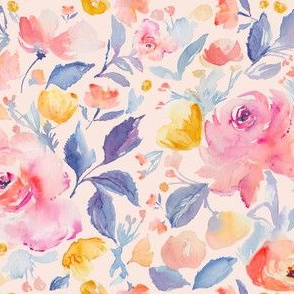 Pink Watercolor Flower Fabric