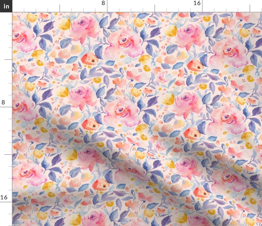 Pink Watercolor Flower Fabric