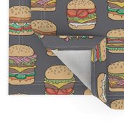 Hamburgers Junk Food Fast food on Dark Grey