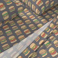 Hamburgers Junk Food Fast food on Dark Grey