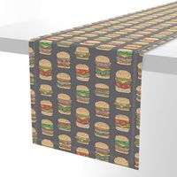 Hamburgers Junk Food Fast food on Dark Grey