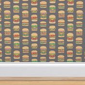 Hamburgers Junk Food Fast food on Dark Grey