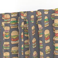 Hamburgers Junk Food Fast food on Dark Grey