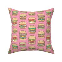 Hamburgers Junk Food Fast food on Pink