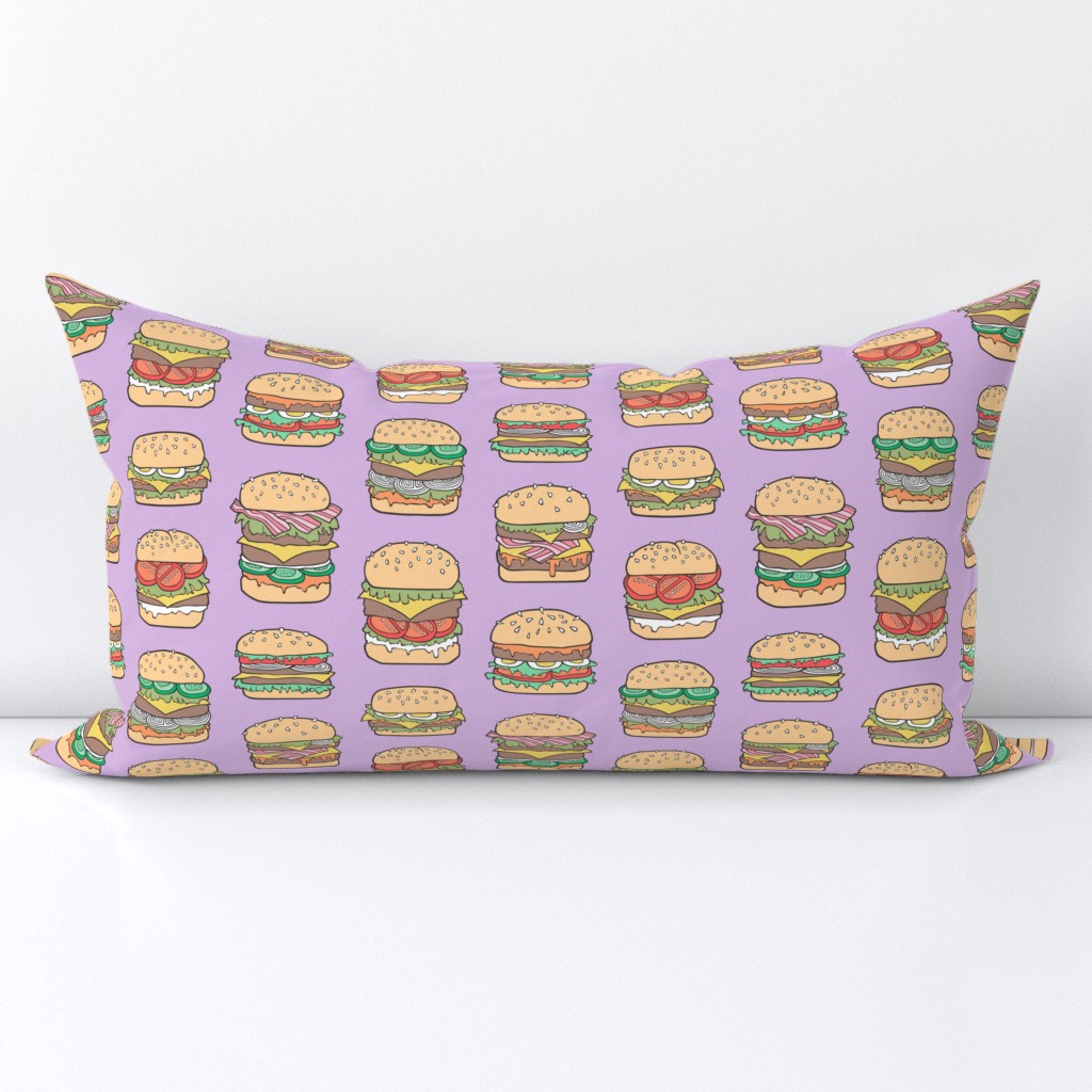 Hamburgers Junk Food Fast food on Purple Purpel