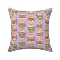 Hamburgers Junk Food Fast food on Purple Purpel