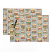 Hamburgers Junk Food Fast food on Grey