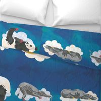 Lake Blue Sleeping Animals Fabric