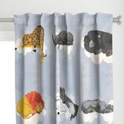 Cool White Sleeping Animals Fabric