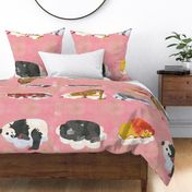 Pink Sleeping Animals Fabric