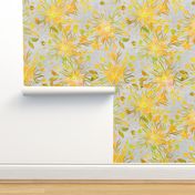 Yellow And Grey Fancy  Florals