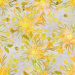 Yellow And Grey Fancy  Florals