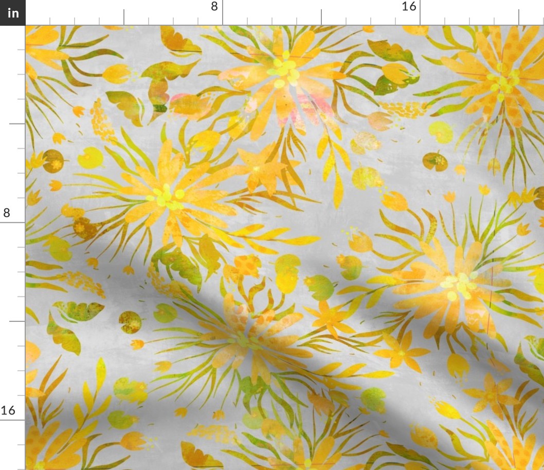 Yellow And Grey Fancy  Florals