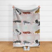 Warm White Sleeping Animals Fabric