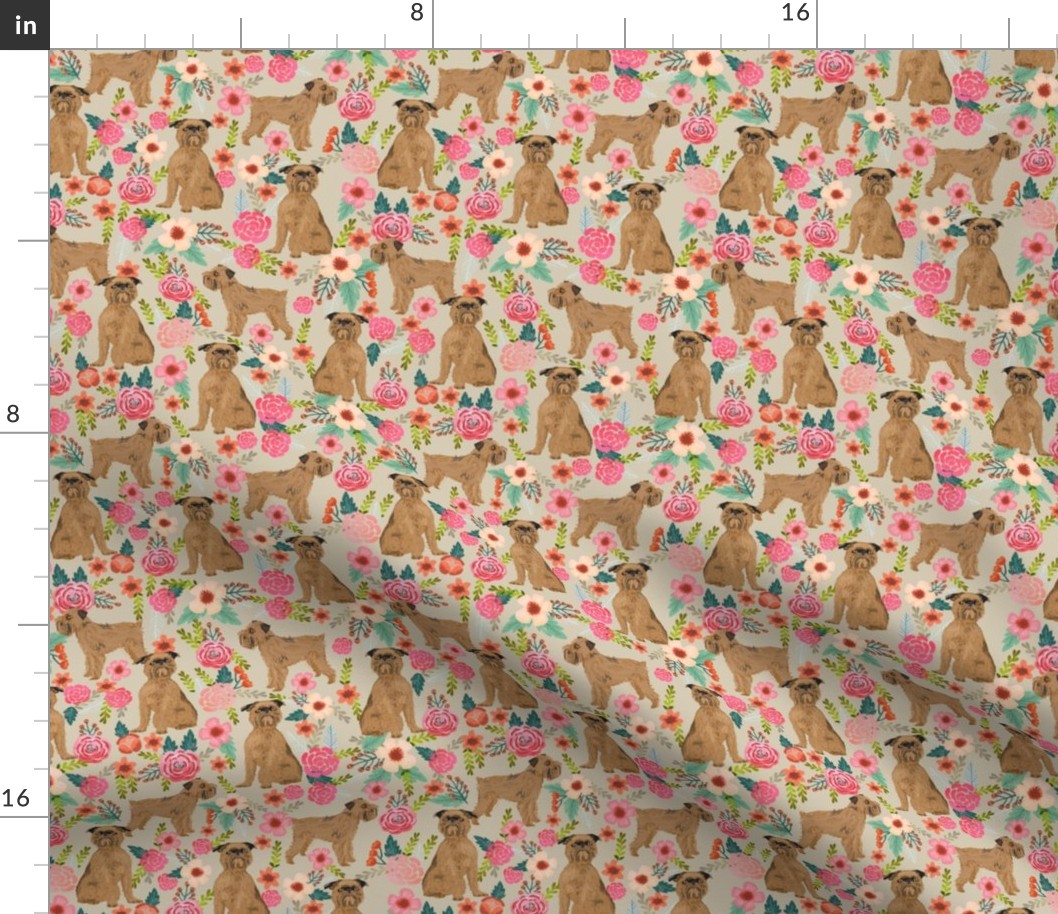 brussels griffon florals dog fabric cute floral vintage les fleurs fabric cute flowers and pets dog fabric