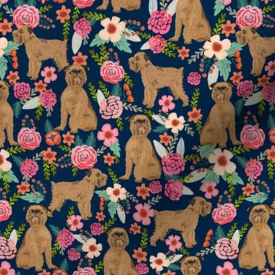 brussels griffon florals dog fabric cute floral vintage les fleurs fabric cute flowers and pets dog fabric