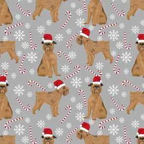 brussels griffon santa paws christmas dog fabric candy cane peppermint stick snowflakes christmas holiday dogs fabric