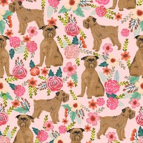 brussels griffon florals dog fabric cute floral vintage les fleurs fabric cute flowers and pets dog fabric