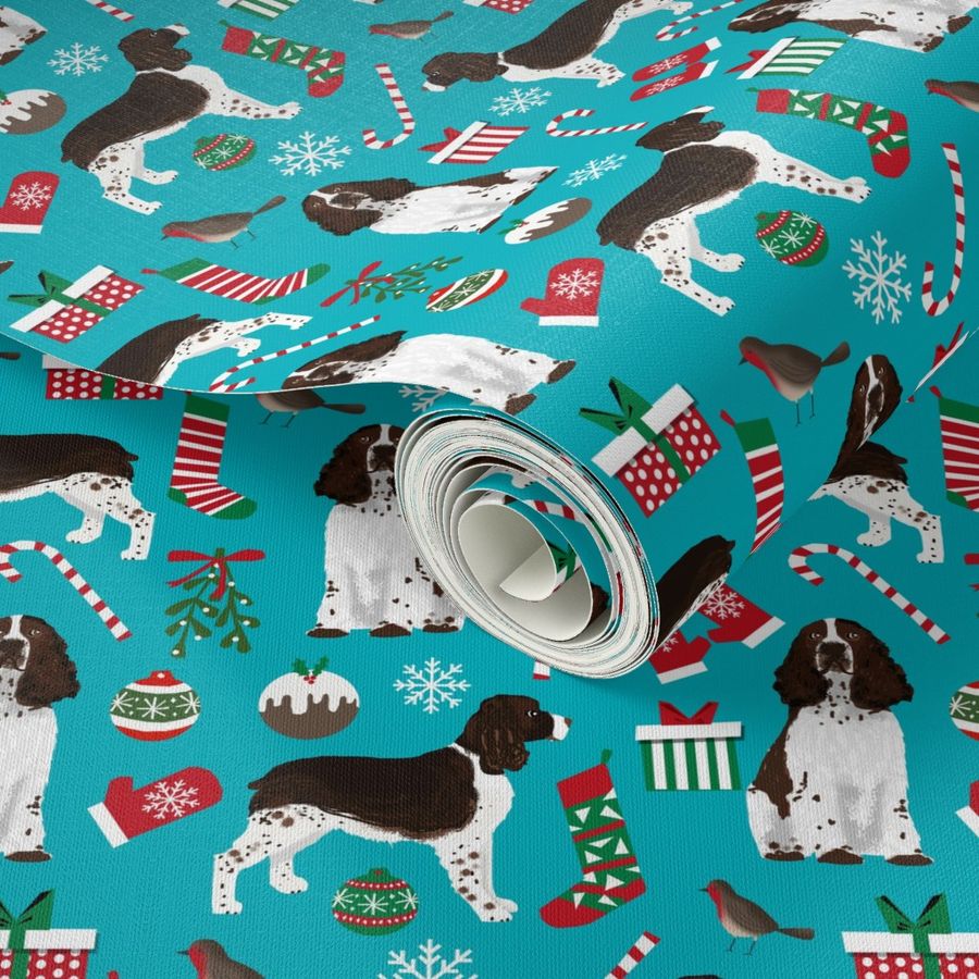 english springer spaniel christmas dogs fabric cute dog fabric cute xmas holiday christmas dogs fabric