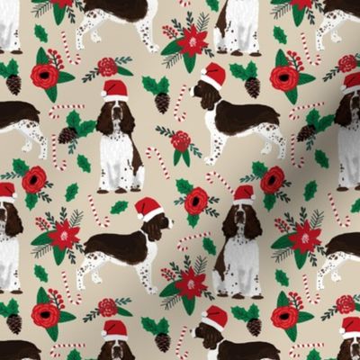 english springer spaniel dogs fabric poinsettia dogs fabric cute christmas dogs dog christmas fabric santa paws fabric