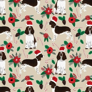 english springer spaniel dogs fabric poinsettia dogs fabric cute christmas dogs dog christmas fabric santa paws fabric
