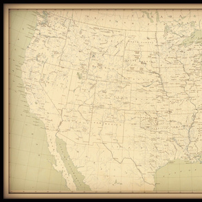 USA vintage map, neutral colors, large