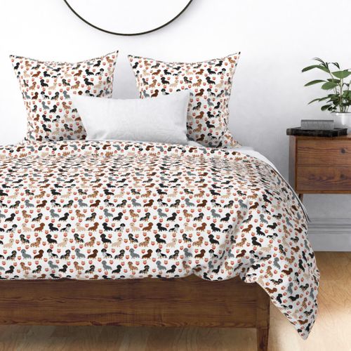 dachshund dogs fabric peach emojis cute dogs fabric 