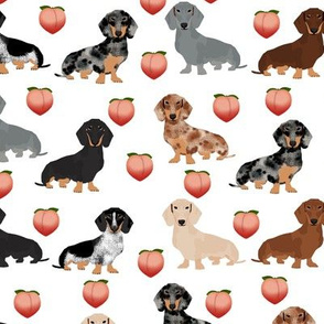 dachshund dogs fabric peach emojis cute dogs fabric 