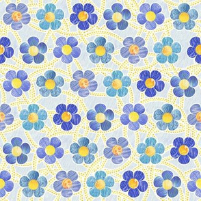 Blue Patterned Flowers