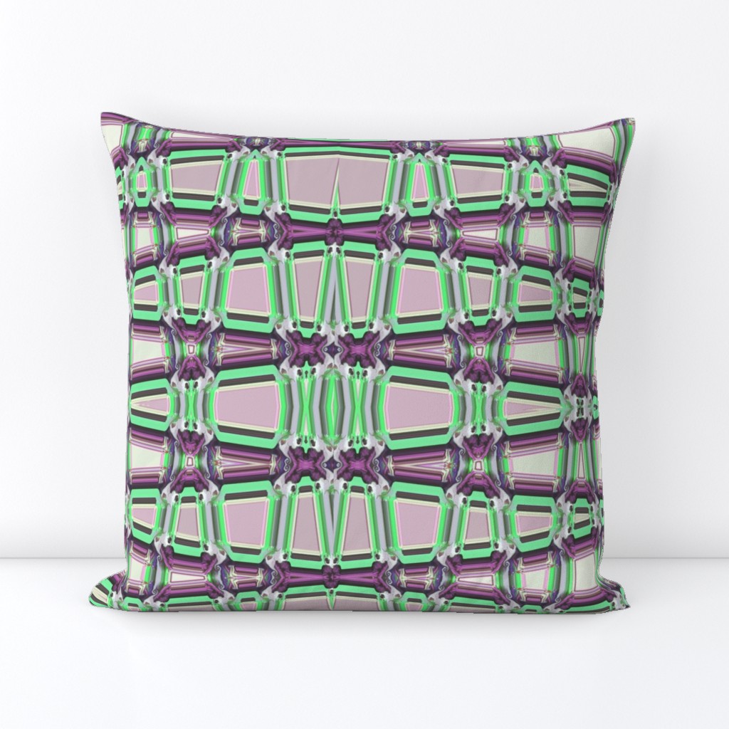 Geometrical Trellis in mauve and green, horizontal, large