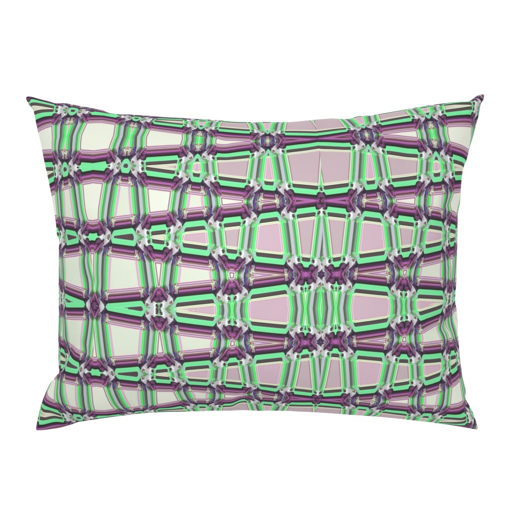 Geometrical Trellis in mauve and green, horizontal, large