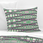 Geometrical Trellis in mauve and green, horizontal, large