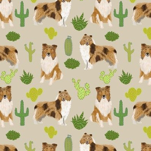 rough collie cactus fabric cute dogs pet dog cacti fabric best collie fabric for sewing projects