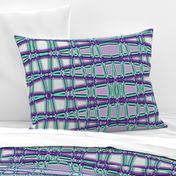 Smocked Trellis in Purple and Aquamarine, horizontal, large