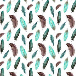 feathers. mint, green and brown