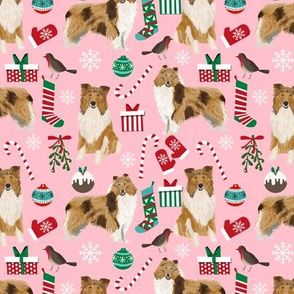 rough collie christmas fabric cute pet dog xmas holiday christmas design best christmas dogs fabric