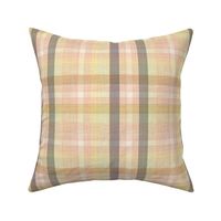 Pink Plaid on faux linen