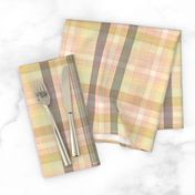 Pink Plaid on faux linen