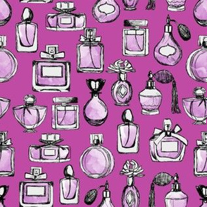 perfume // vintage perfume bottles girls purple watercolor fashion illustration pattern fashion fabric perfume bottles fabric