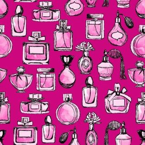 perfume // vintage perfume bottles pink magenta girls beauty fabric cute vintage fabric