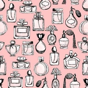 perfume // vintage beauty perfume bottles fashion illustration pattern andrea lauren fashion print andrea lauren fabric