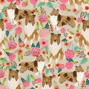 rough collie florals fabric cute collies design best collie dog fabric floral vintage florals les fleurs fabric