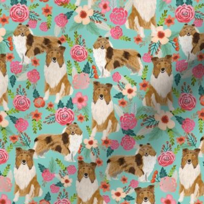 rough collie florals fabric cute collies design best collie dog fabric floral vintage florals les fleurs fabric