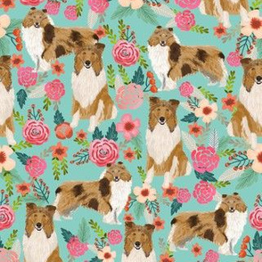 rough collie florals fabric cute collies design best collie dog fabric floral vintage florals les fleurs fabric